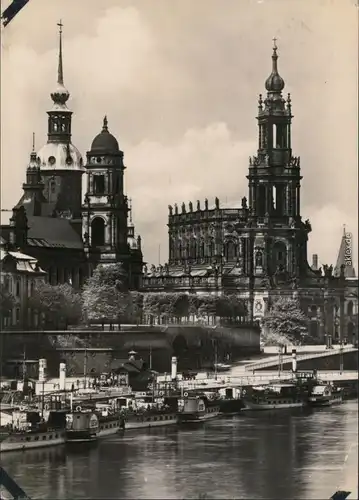 Innere Altstadt Dresden Dampferanlegestelle mit Hofkirche /   1959