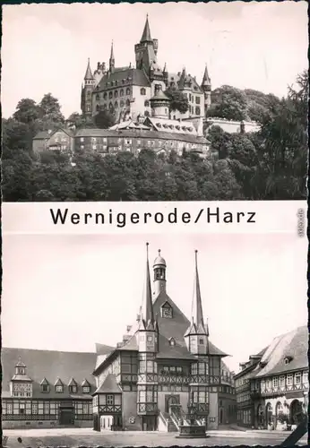 Wernigerode Schloss und Rathaus Foto Ansichtskarte  1964