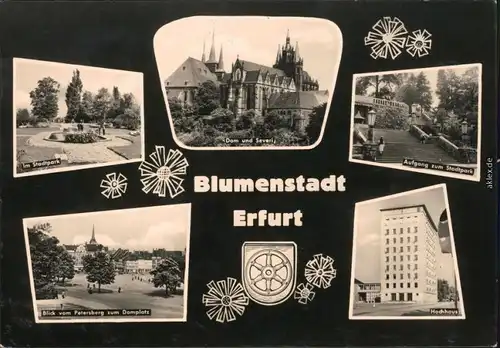 Erfurt Im Stadtpark,  Serveri, Aufgang zum Stadtpark,  Domplatz, Hochhaus 1961