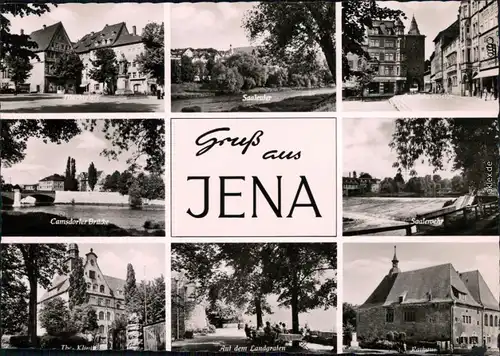 Jena Marktplatz, Saaleufer, Am Johannstor, Camsdorfer Brücke, Saalewehr  1962