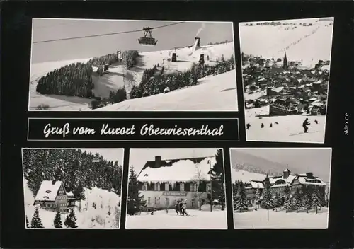 Oberwiesenthal dem Umland mit Blick auf die Seilbahn - winterliche Szene 1965