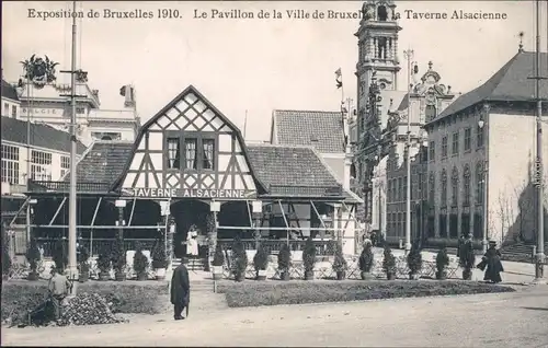 Brüssel Bruxelles Exposition - La Pavillon Taverna Alsacienne CPA 1910