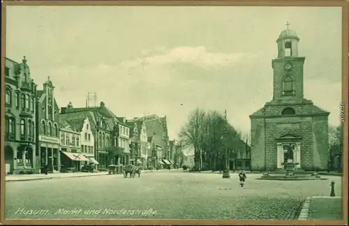 Husum Markt und Norderstraße Ansichtskarte  1922