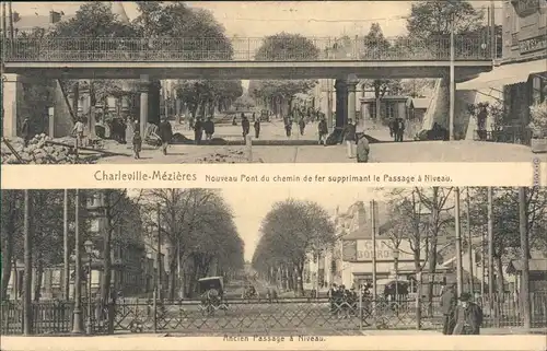Charleville-Mézières   2 Bild vor und nach Brückenbau - Straße 1915