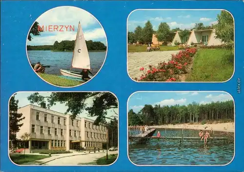 Möhringen (Pommern) Mierzyn See, Badestrand, Bungalowsiedlung 1978