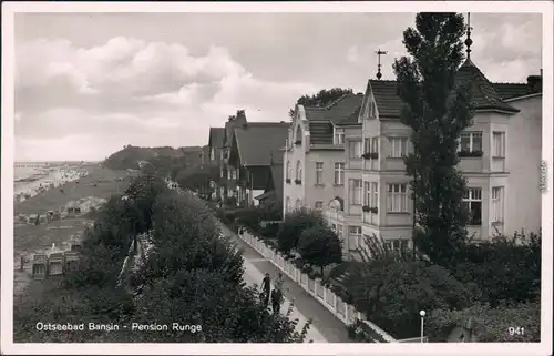 Bansin Heringsdorf  Usedom Strand-Partie mit der Pension Runge 1932