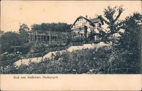 Niederpoyritz Dresden Restauration am Staffelstein Ansichtskarte  1916