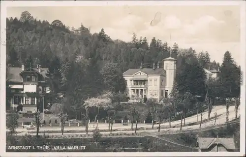 Arnstadt Straßenpartie an der Villa Marlitt Foto Ansichtskarte 1930