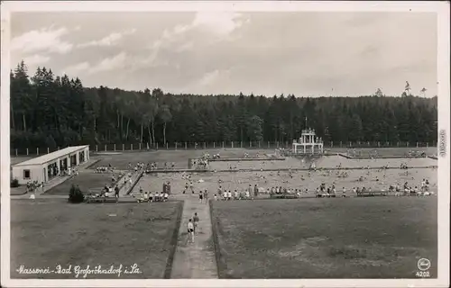 Großröhrsdorf Massenei - Schwimmbad Foto Ansichtskarte 1937