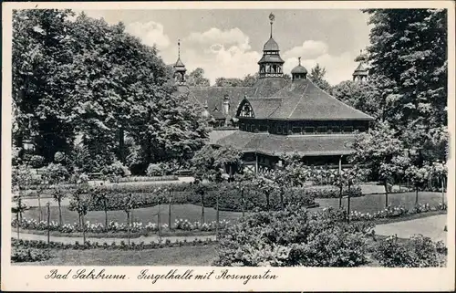 Bad Salzbrunn Szczawno-Zdrój Gurgelhalle mit Rosengarten Ansichtskarte 1937