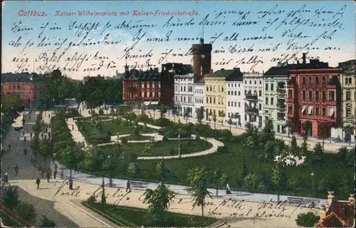 Cottbus Choćebuz Kaiser-Wilhelm-Platz, Kaiser Friedrich Straße 1914 