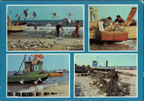 Usedom Küstenfischerei - Kutter und am Strand Ansichtskarte 1986