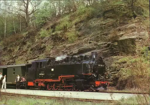 Seifersdorf Dippoldiswalde Personenzug mit Lokomotive 99 1784-0, Bahnhof   1984
