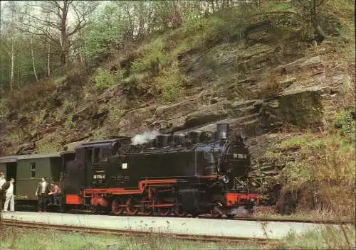 Seifersdorf Dippoldiswalde Personenzug mit Lokomotive 99 1784-0, Bahnhof   1984