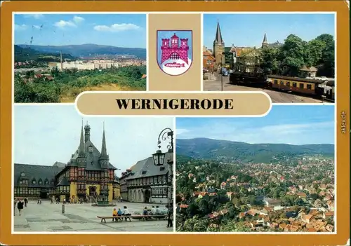 Wernigerode Blick zum Neubaugebiet Burgbreite, Harzquerbahn am Westerntor  1982