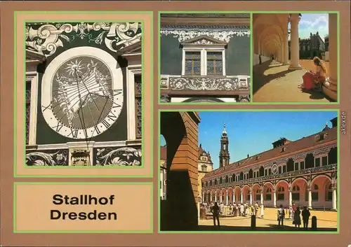Altstadt Dresden Sonnenuhr, Fassadendetail am Langen Gang, Langer Gang 1986