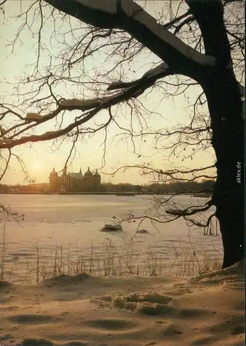 Moritzburg Blick zum Barockmuseum vom Ufer aus - Sonnenaufgang 1987