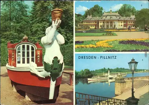 Pillnitz 1. Prunkgondel (19 JH.), 2. Bergpalais, 3. Am Wasserpalais 1976