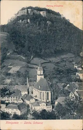 Königstein (Sächsische Schweiz) Panorama-Ansicht, Festung Königstein 1908