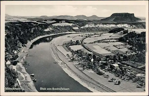 Rathen Blick vom Basteifelsen Ansichtskarte 1932