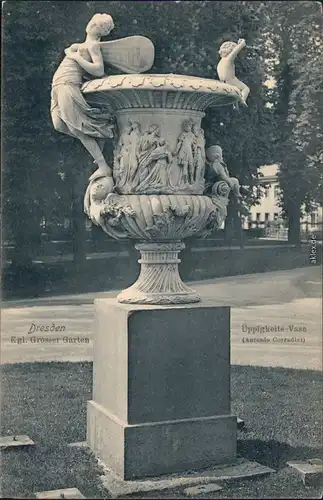 Dresden Großer Garten: Üppigkeitsvase Ansichtskarte 1910