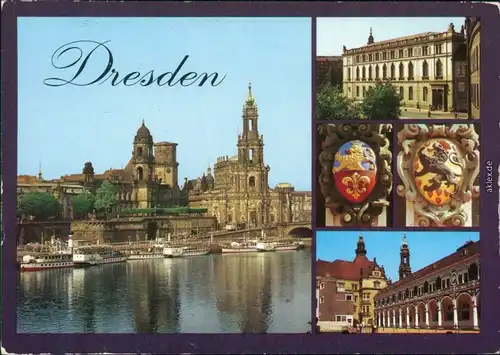 Dresden Terrassenufer Dampfer, Verkehrsmuseum,    Wappen Stallhof Schloss 1990