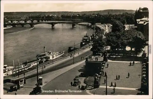 Altstadt Dresden Brühlsche Terrasse / Terassenufer Ansichtskarte 1932