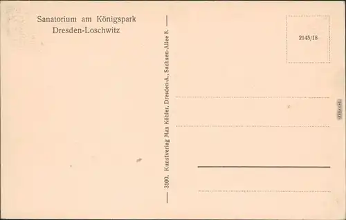 LoschwitzDresden Sanatorium - Königspark Ansichtskarte
 1916