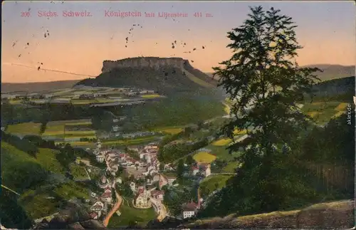 Königstein  Sächsische Schweiz von Königstein mit Lilienstein 1916