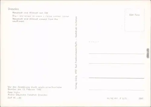 Dresden Neustadt und Altstadt Luftbild 1945/1972 