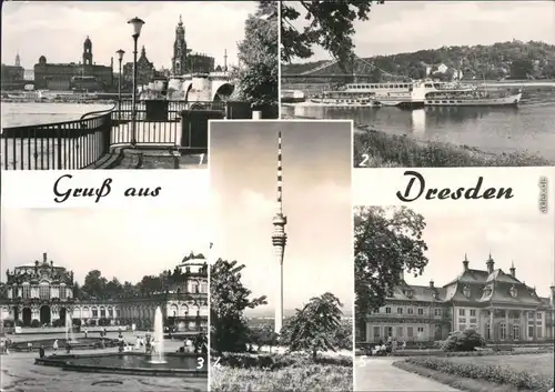 Dresden Terrassenufer  Zwinger  Fernsehturm Pillnitz - Wasserpalais 1977