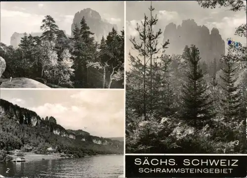 Bad Schandau  Blick vom Hohen-Torstein Schrammsteine  Der Falkenstein 1974