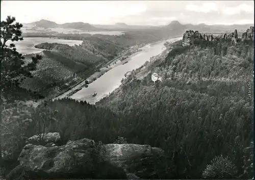 Bad Schandau Blick ins Elbtal mit Schrammsteinen 1975