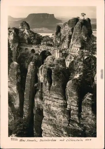 Lohmen (Sachsen) Blick auf die Basteibrücke Lilienstein 1957 Walter Hahn:3208