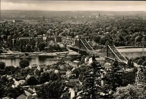 Dresden  - Blaues Wunder  Blick zum Schillerplatz ü ber die Stadt  1973