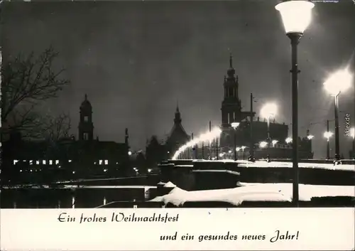 Innere Altstadt-Dresden Augustusbrücke / Friedrich August Brücke im Winter 1977