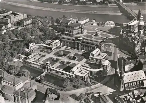 Innere Altstadt Dresden Luftbild: Dresdner Zwinger und Theaterplatz 1972