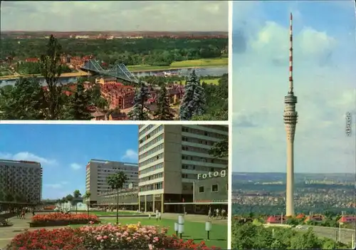 Dresden Panorama-Ansicht, Prager Straße, Fernsehturm 1977