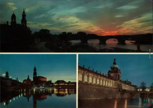 Dresden Dresden bei Nacht Ansichtskarte 
1975