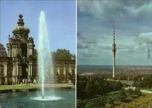 Pappritz Dresden Kronentor des Dresdner Zwingers, Fernsehturm 1975