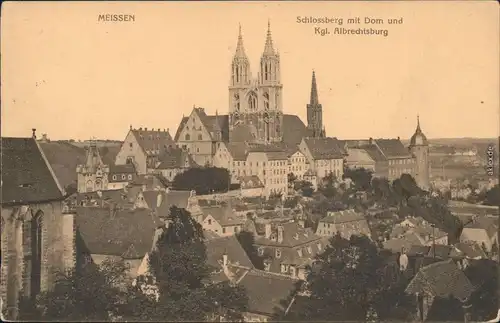 Meißen Schlossberg mit Dom und Kgl. Albrechtsburg 1914