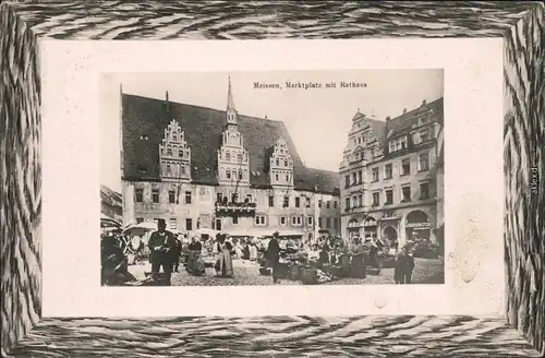 Meißen Reges treiben auf dem Marktplatz  1912 Passepartout