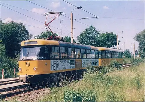 Dresden Straßenbahn - Triebwagen: 633 - Baujahr: 1976 - Endpunkt Prohlis 1991