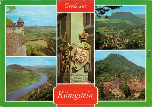 Königstein (Sächsische Schweiz) Blick vom Königstein, auf die Elbe und  n 1985