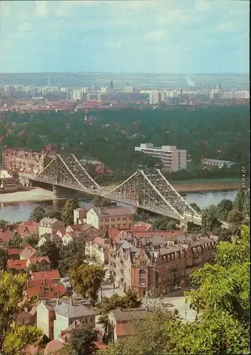 Dresden Panorama-Ansicht, Blaue Wunder / Loschwitzer Brücke 1983