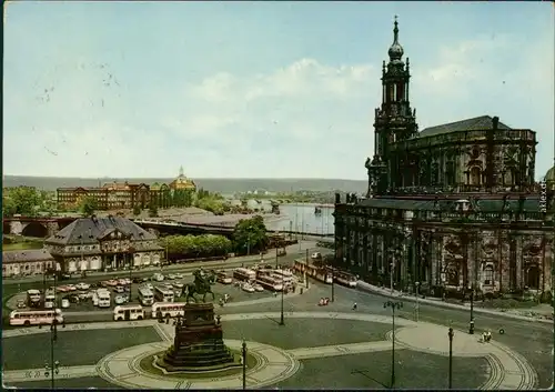 Altstadt Dresden Theaterplatz mit Hofkirche und Italienisches Dörfchen 1964