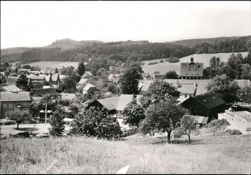 Cunnersdorf (b. Pirna) Blick über die Stadt zum Pfaffenstein 1989