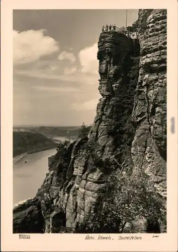 Rathen Bastei-Felsen mit Blick ins Elbtal 1962