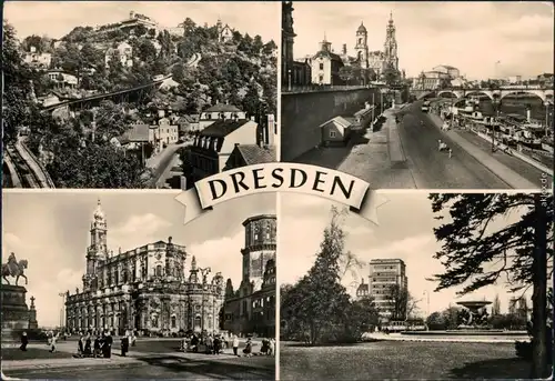 Dresden OT Loschwitz - Standseilbahn, Terrassenufer, Hofkirche 1958