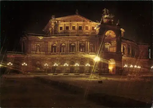 Innere Altstadt Dresden Semperoper - Außenansicht in der Nacht - beleuchtet 1985